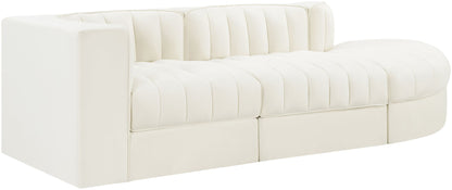Rummi - Velvet Performance Fabric Upholstered 3 Piece Modular Sectional