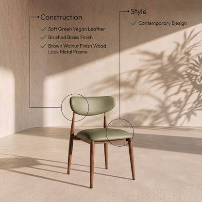 Ronda - Vegan Leather Upholstered Dining Side Chair - Walnut Legs