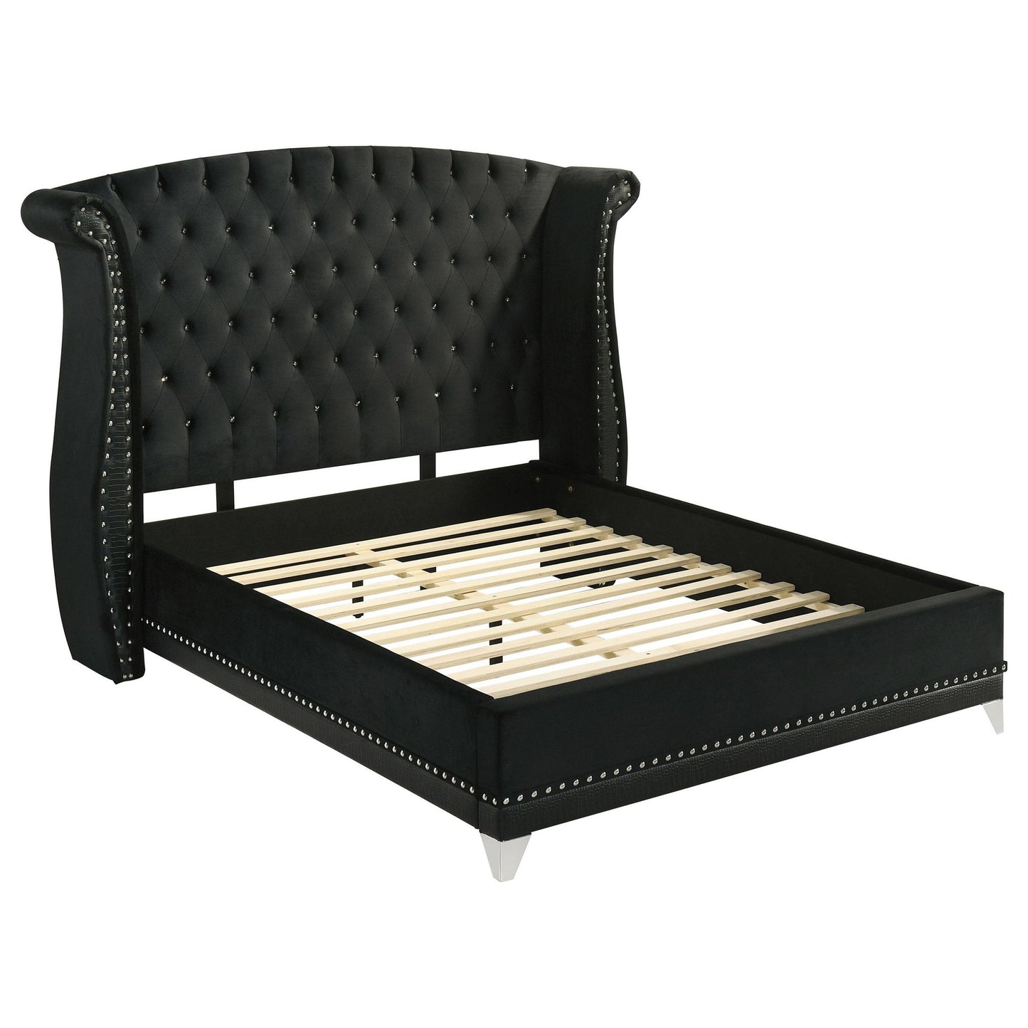 Barzini Upholstered Queen Wingback Bed Black
