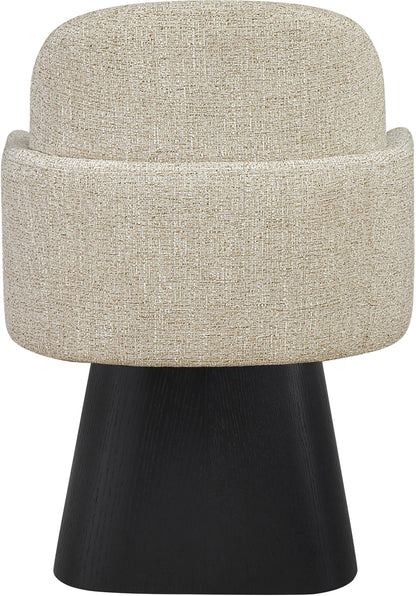 Marlowe - Linen Textured Fabric Upholstered Swivel Dining Arm Chair - Stained Black