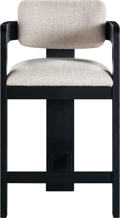 Sacha - Linen Stool With Black Base