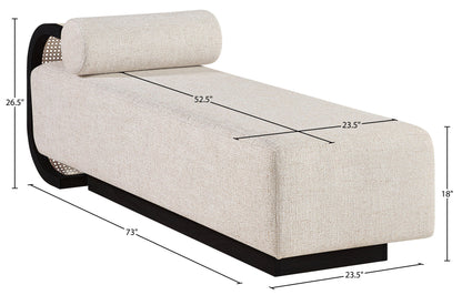 Zephyr - Linen Textured Fabric Upholstered Chaise - Painted Black Base