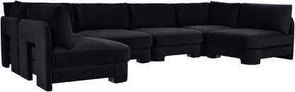 Hammond - Velvet Performance Fabric Upholstered 6 Piece U-Shaped Armless Sectional