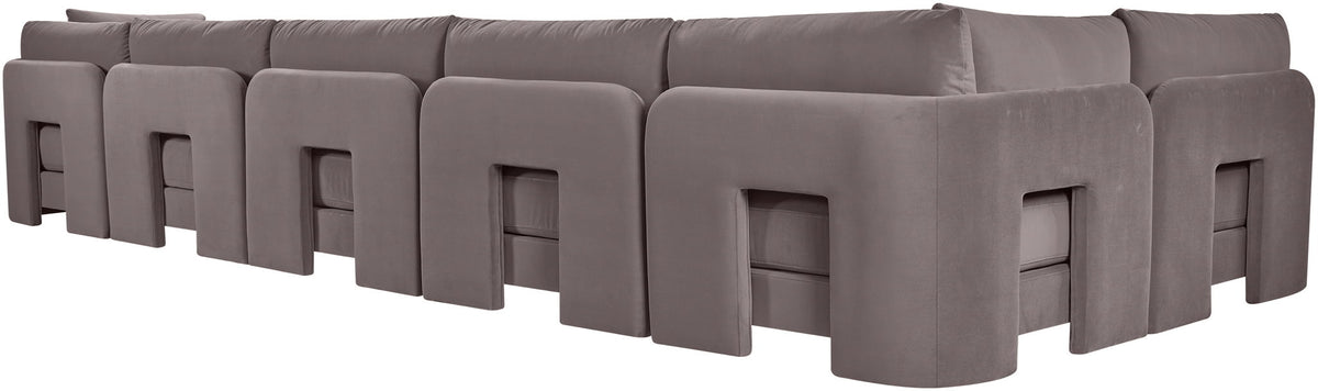 Hammond - Velvet Performance Fabric Upholstered 6 Piece L-Shaped Armless Sectional