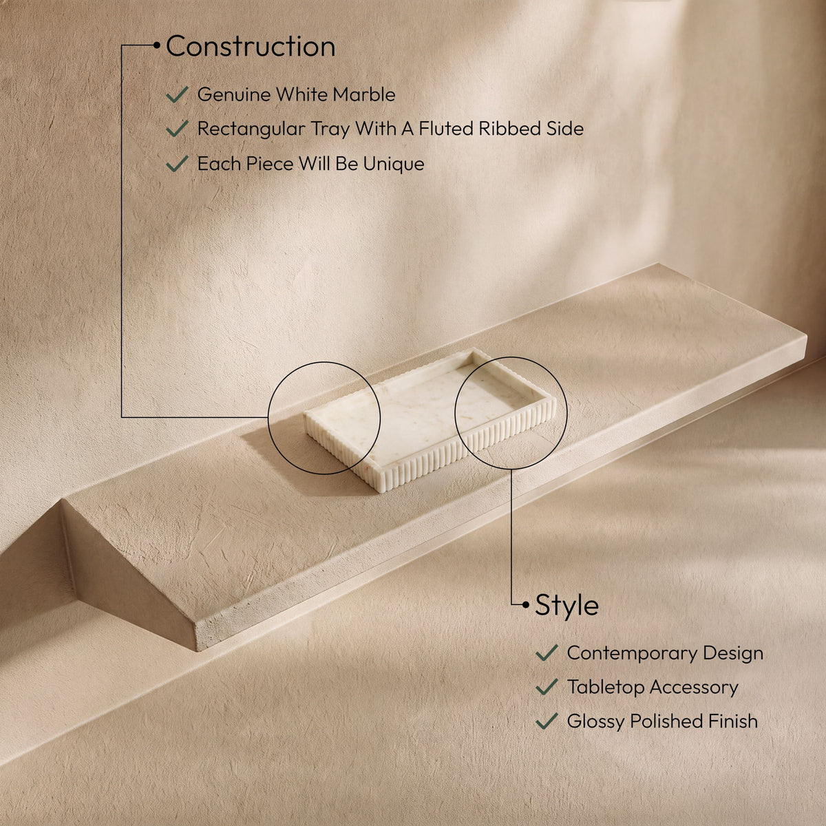 Hannah - Genuine Marble Tray