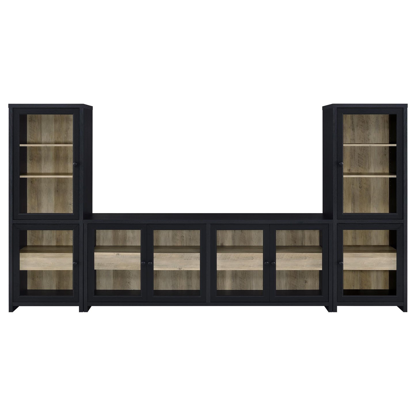 Denison 3-piece Entertainment Center 79-inch TV Stand Black