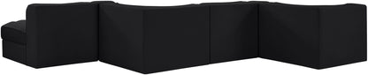 Rummi - Rounded Velvet Performance Fabric Upholstered 6 Piece Modular Sectional