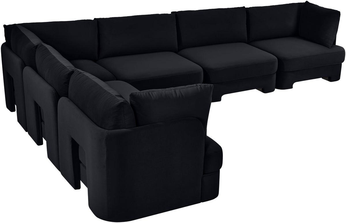Hammond - Velvet Performance Fabric Upholstered 6 Piece Corner Sectional