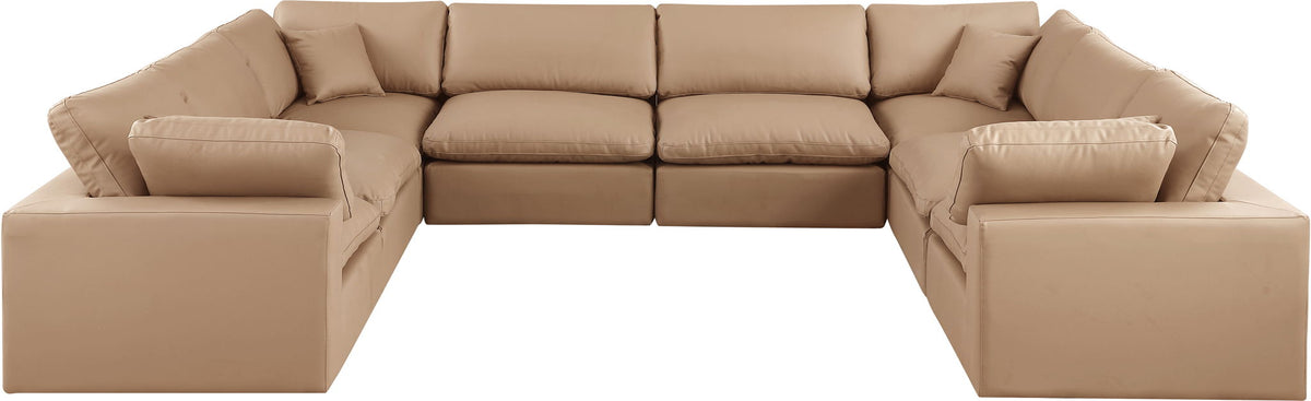 Comfy - 8 Piece Faux Leather Modular Sectional - Tan