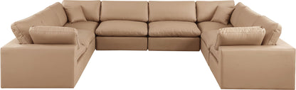 Comfy - 8 Piece Faux Leather Modular Sectional - Tan