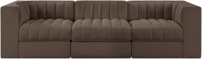 Rummi - Velvet Performance Fabric Upholstered 3 Piece Modular Sofa