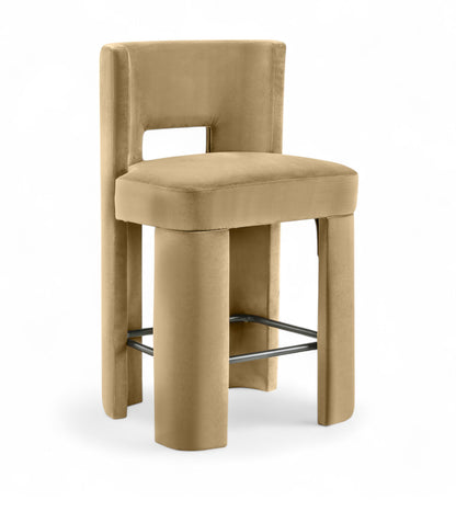 Zuno - Velvet Performance Fabric Upholstered Counter Stool (Set of 2)