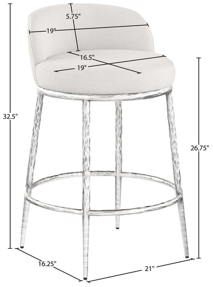 Ferro - Upholstered Counter Stool With Brushed Silver Base