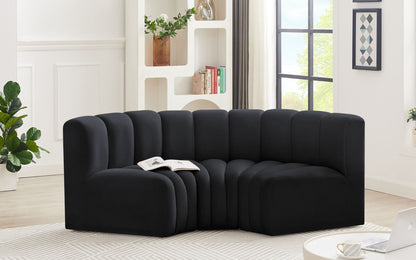 Arc - Velvet 3 Piece Modular U-Shaped Sofa