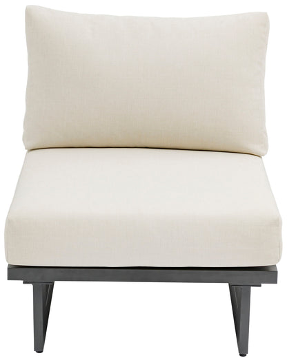 Maldives - Water Resistant Outdoor Patio Armless Chair With Gray Frame - Cream