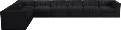Rummi - Velvet Performance Fabric Upholstered 8 Piece Modular Sectional (With 3 Corner Chairs)