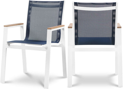 Nizuc - Outdoor Patio Dining Arm Chair With White Frame And Natural Arms (Set of 2)