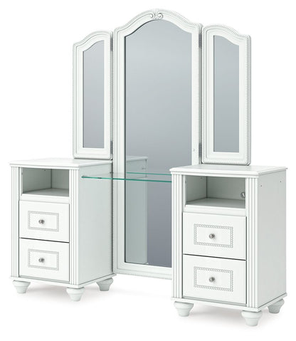 Kozlani - 3 Pc. - Vanity, Mirror And Stool - White