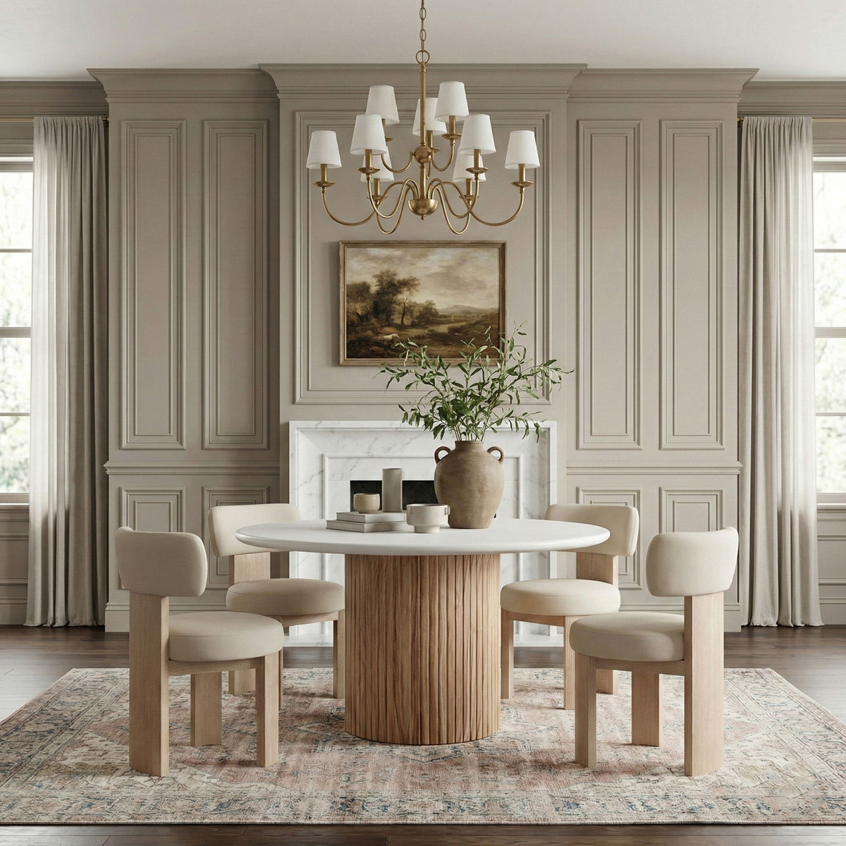 Atelier - Vegan Leather Upholstered Dining Chair (Set of 2) - Painted Natural Frame