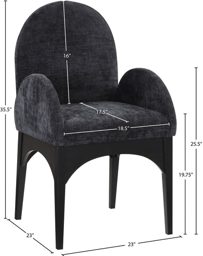 Waldorf - Chenille Dining Arm Chair With Black Legs