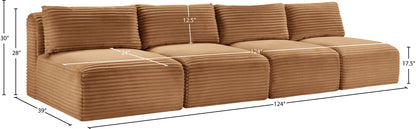Shaggy - Fabric 4 Seat Modular Armless Sofa