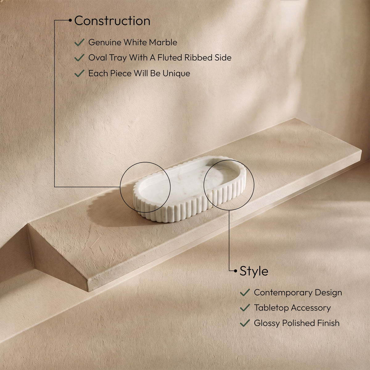 Khloe - Genuine Marble Tray