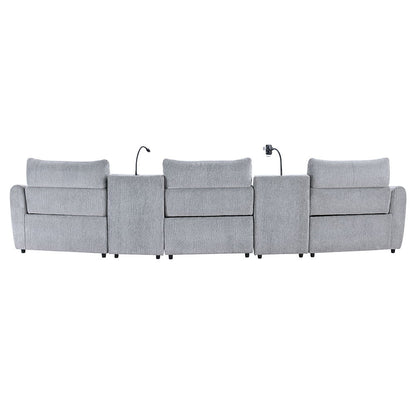 Fullar - Modular Power Motion Armless Recliner - Light Gary Chenille