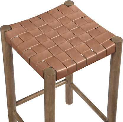 Entwine - Vegan Leather Upholstered Backless Counter Stool - Painted Brown