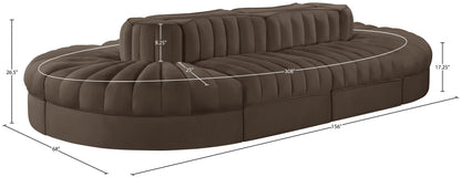 Rummi - Oval Velvet Performance Fabric Upholstered 8 Piece Modular Sectional