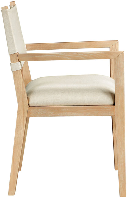 Avon - Linen Textured Performance Fabric Upholstered Dining Arm Chair