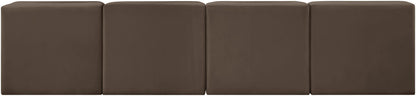 Rummi - Armless Velvet Performance Fabric Upholstered 4 Piece Modular Sofa