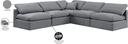 Indulge - Velvet 5 Piece Modular Corner Armless Sectional