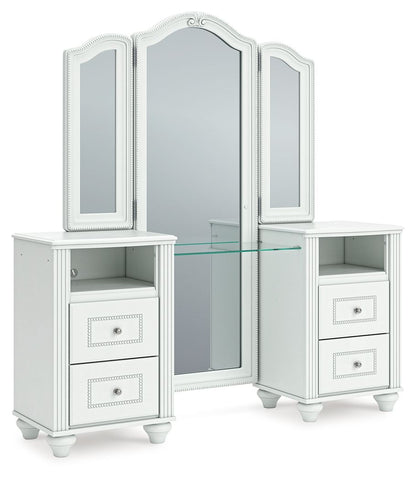 Kozlani - 3 Pc. - Vanity, Mirror And Stool - White