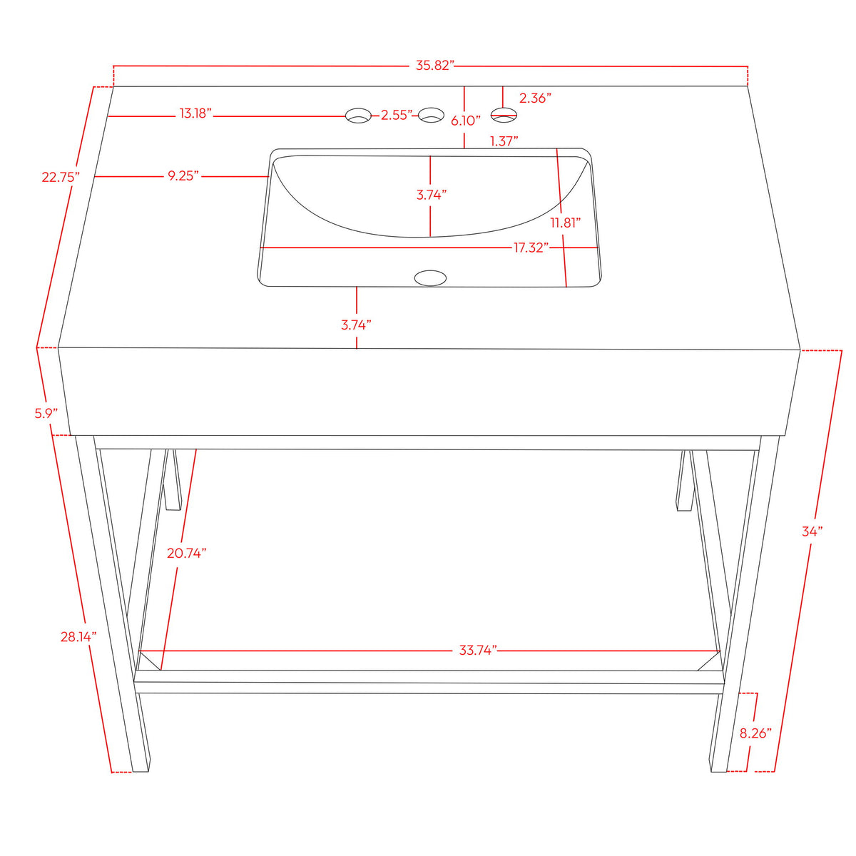 Marmo - Engineered Marble Bathroom Vanity With Black Base