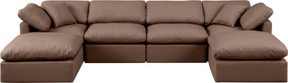 Indulge - Faux Leather 6 Piece Modular Double Chaise Sectional