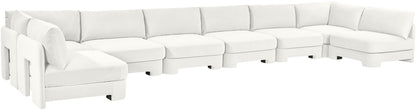 Hammond - Velvet Performance Fabric Upholstered 8 Piece U-Shaped Armless Sectional - Beige