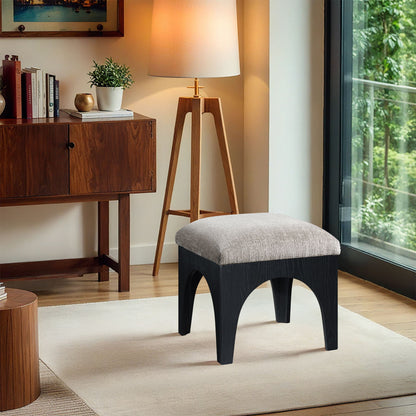 Lawson - Chenille Fabric Ottoman - Black Base