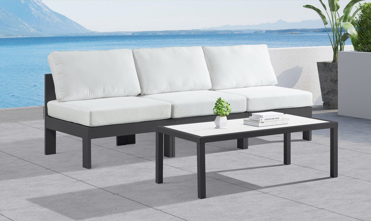 Nizuc - Outdoor Patio 3 Seat Armless Modular Sofa With Gray Frame