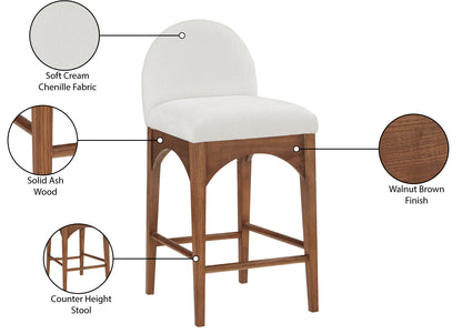 Waldorf - Chenille Stool With Brown Legs