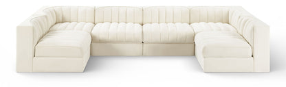 Rummi - Armless Velvet Performance Fabric Upholstered 6 Piece Modular Sectional