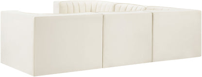Rummi - Symmetrical Velvet Performance Fabric Upholstered 5 Piece Modular Sectional