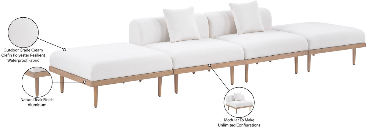 Laguna - 4 Piece 142" Outdoor Patio Armless Modular Sofa With 2 Backless Seats