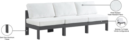 Nizuc - Outdoor Patio 3 Seat Armless Modular Sofa With Gray Frame