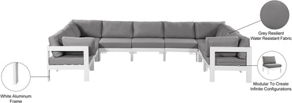 Nizuc - Outdoor Patio 9 Piece Modular Sectional With White Frame
