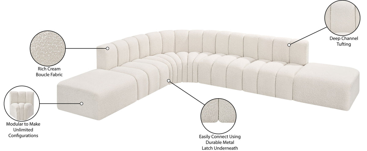 Arc - Boucle Fabric 7 Piece Corner Modular Sofa