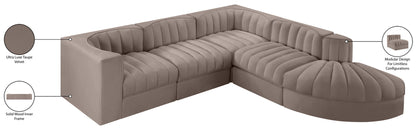 Rummi - Velvet Performance Fabric Upholstered 5 Piece Modular Sectional