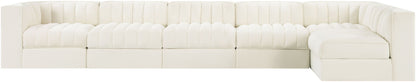 Rummi - Velvet Performance Fabric Upholstered 6 Piece Modular Sectional, L-Shaped (Right)