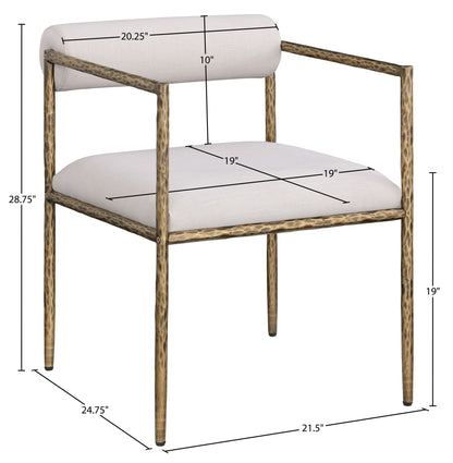 Axis - Linen Textured Beige Fabric Upholstered Dining Chair (Set of 2)