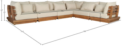 Mirella - 6 Piece Water Resistant Fabric Upholstered Outdoor Patio Modular Sectional