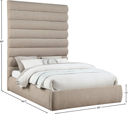 Adam - Chenille Fabric Bed With 89" Headboard